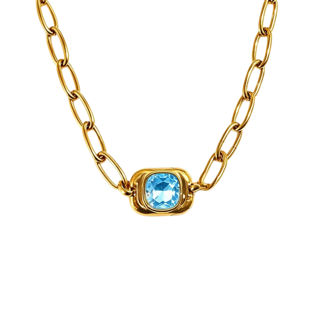 Geometric Enamel Rhombus Pendant Necklace – 18K Gold Plated Stainless Steel
