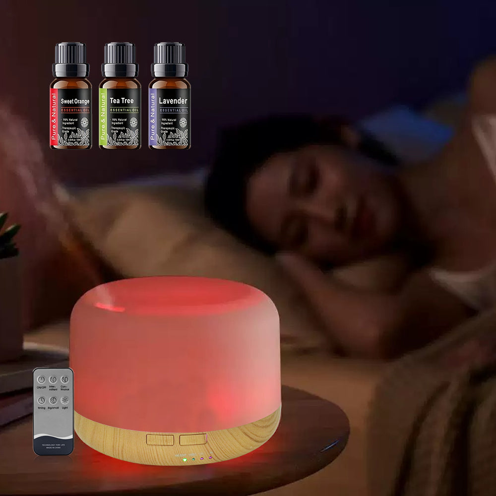 500ml Ultrasonic Essential Oil Diffuser & Humidifier – Remote Control, Auto-Off Timer, 7 Color Night Light | Free US Shipping