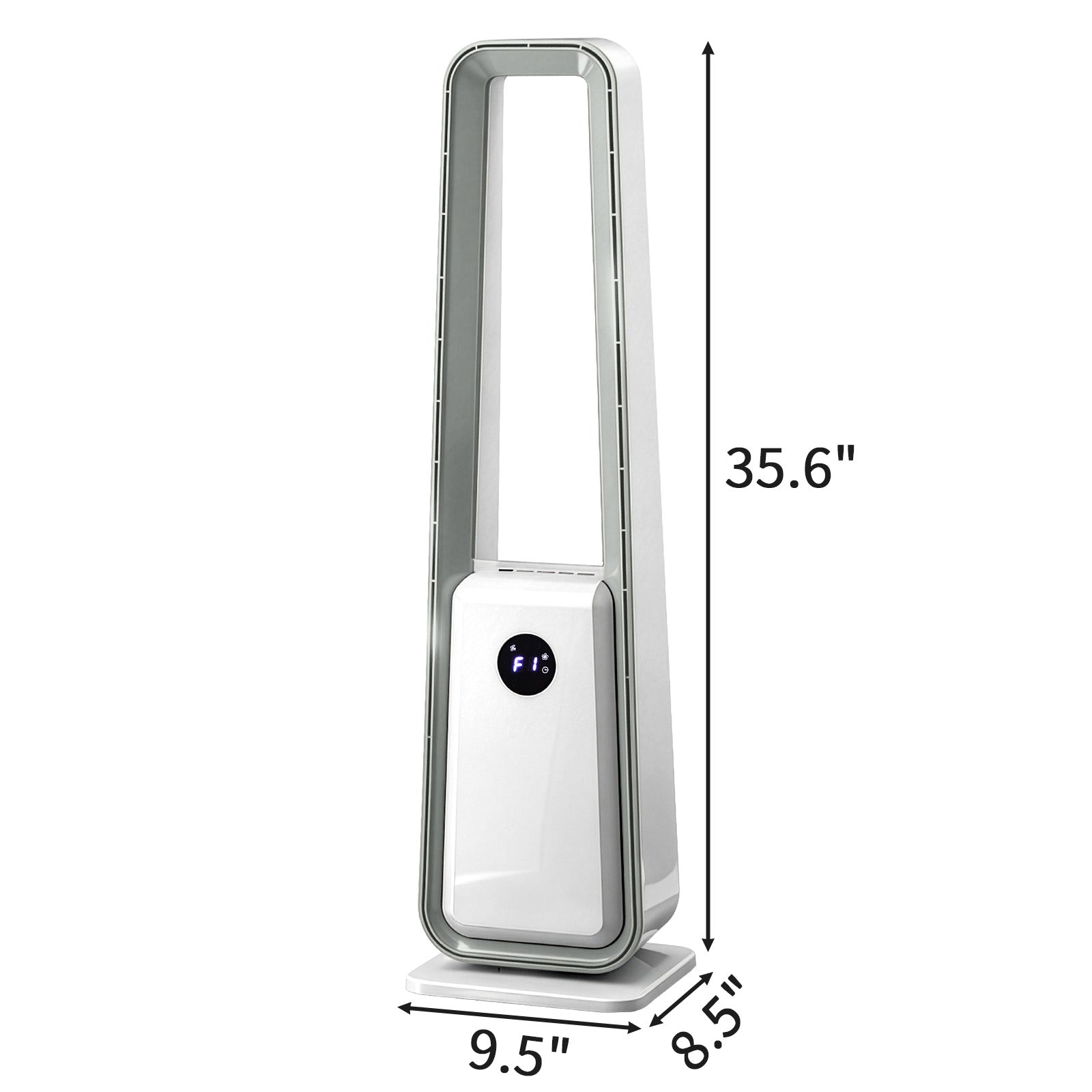 US STOCK US Standard HTY2204 bladeless fan 110V 36W 35-inch bladeless fan with LED electronic display, black-edged remote control, plastic, aluminum motor, white, 3-speed wind, 12-hour timer, 3 modes, left-right oscillation, air purification, trapezoid