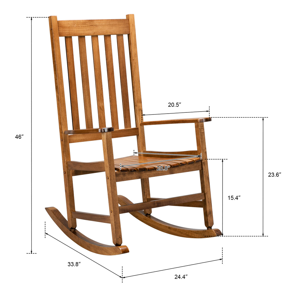 US STOCK FREE SHIPPING 68.5*86*115CM Square Wooden Rocking Chair Original Color