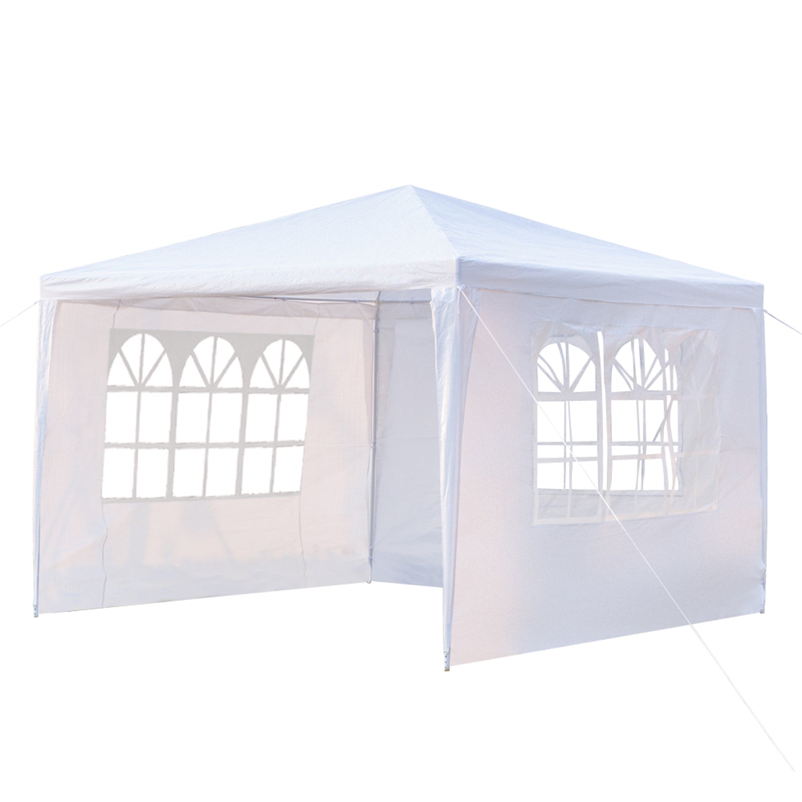 3x3m Three-Sided Waterproof Canopy Tent – Spiral Tube Frame, PE Cloth, White | WildRush