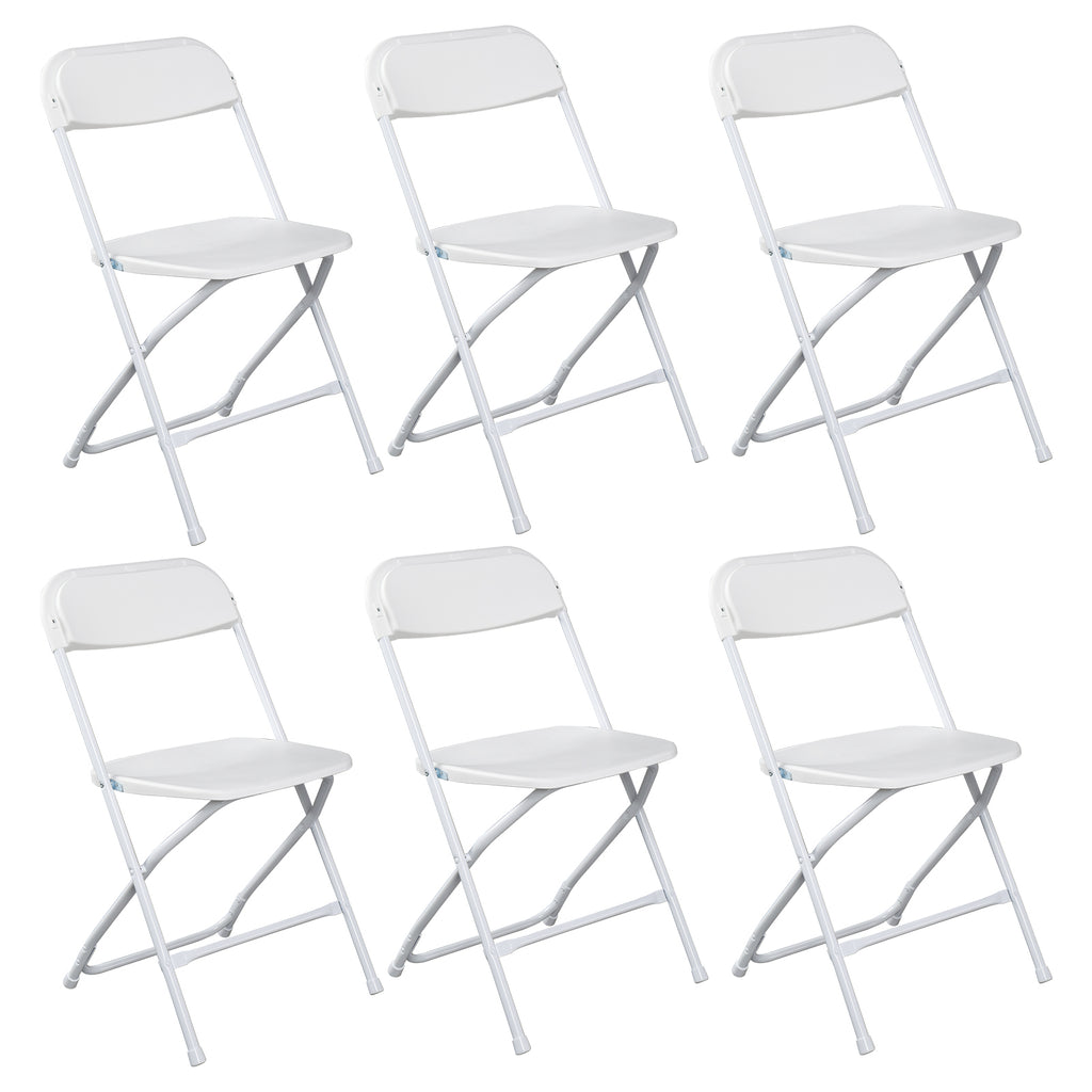 6pcs Injection Molding Classic Garden Plastic Folding Chair White