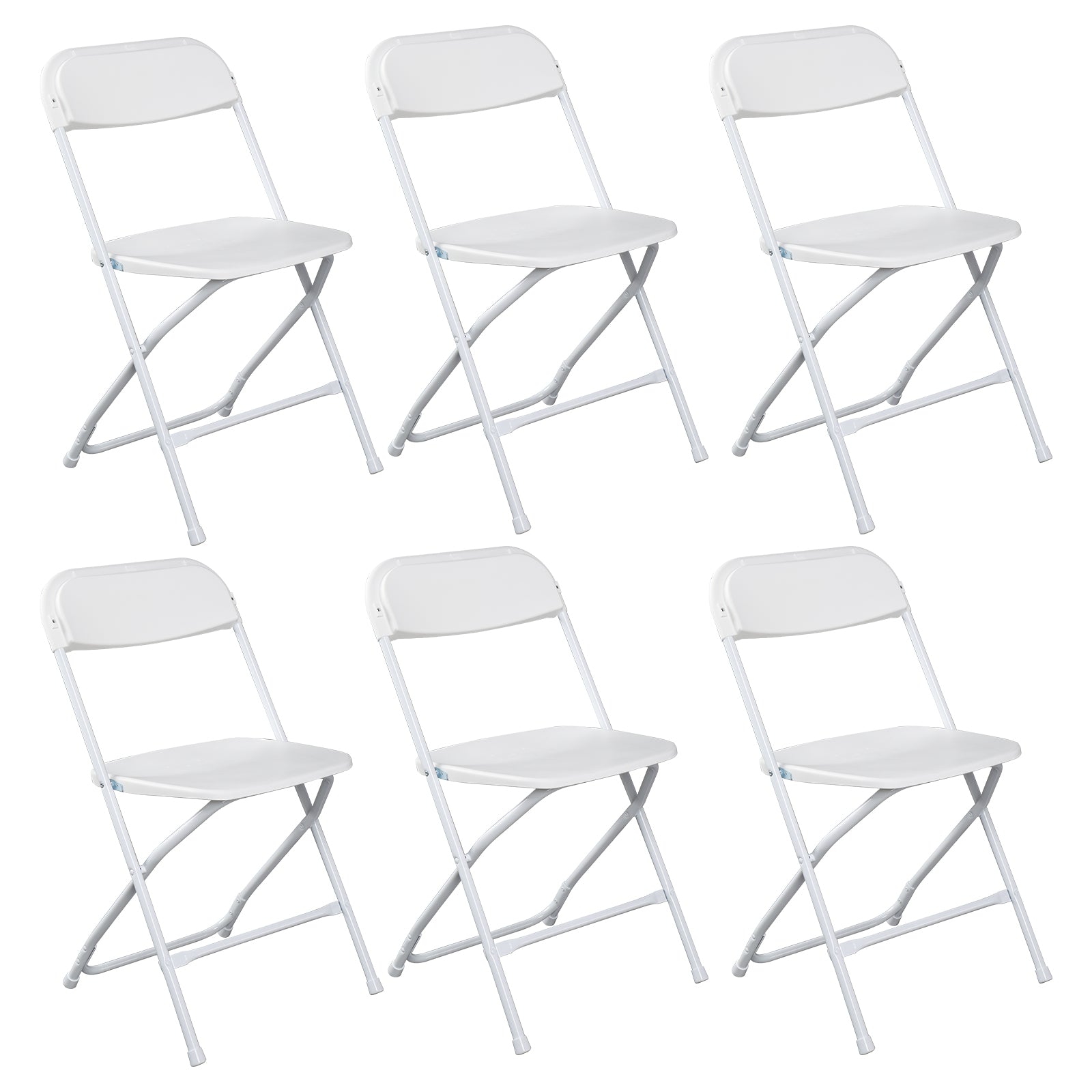 6pcs Injection Molding Classic Garden Plastic Folding Chair White