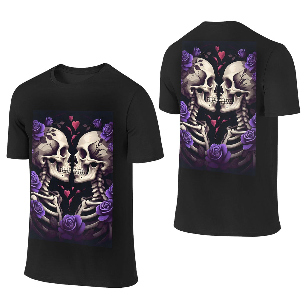 Skeleton Couple T-Shirt – Halloween Gothic Rose Print, US Stock Free Shipping