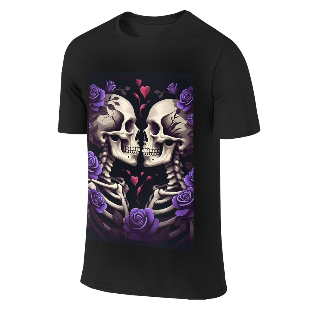 Skeleton Couple T-Shirt – Halloween Gothic Rose Print, US Stock Free Shipping