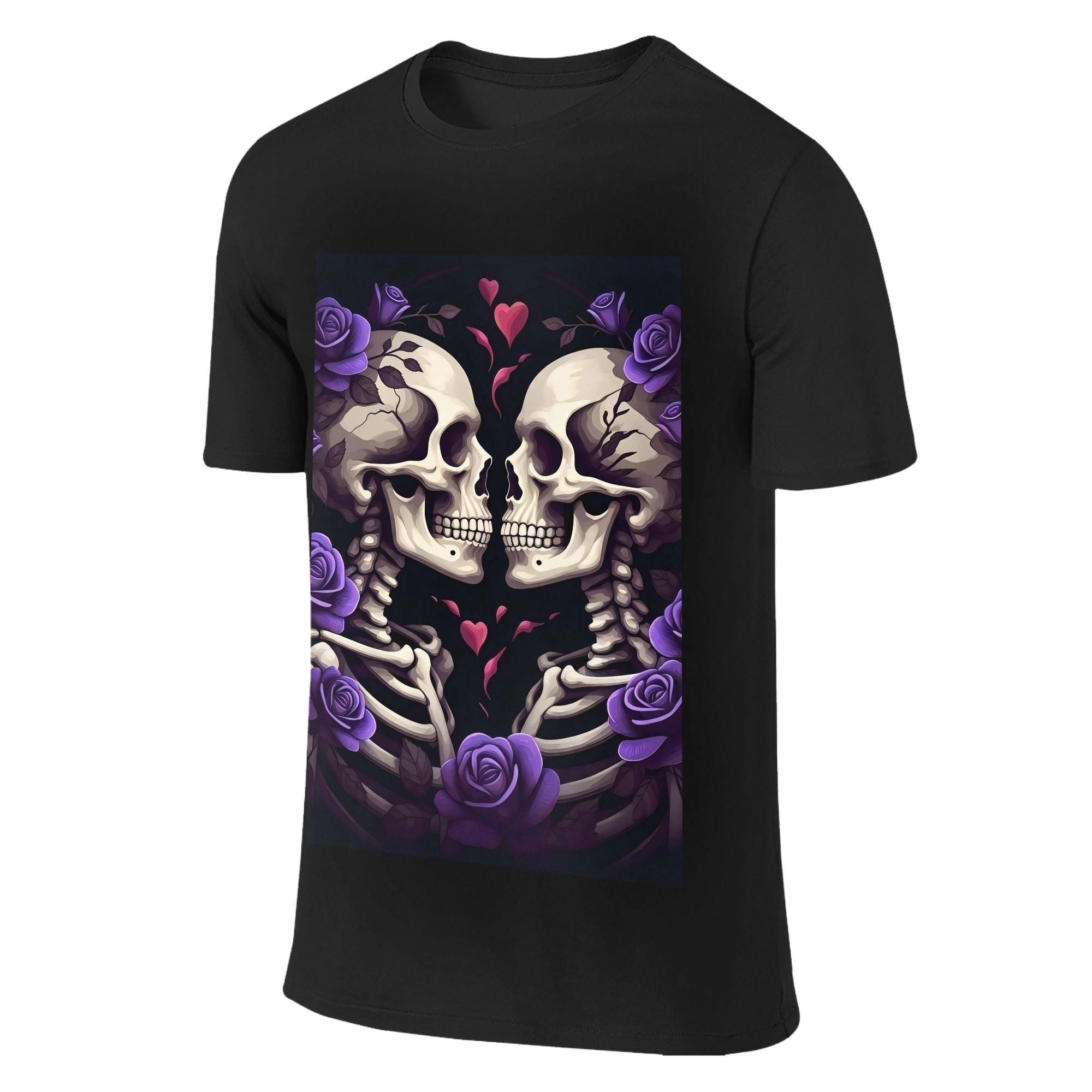 Skeleton Couple T-Shirt – Halloween Gothic Rose Print, US Stock Free Shipping