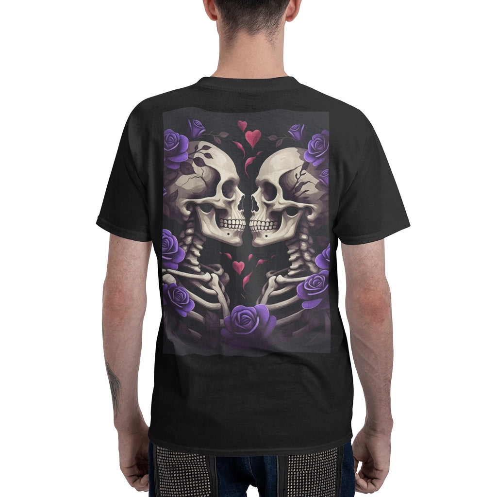 Skeleton Couple T-Shirt – Halloween Gothic Rose Print, US Stock Free Shipping