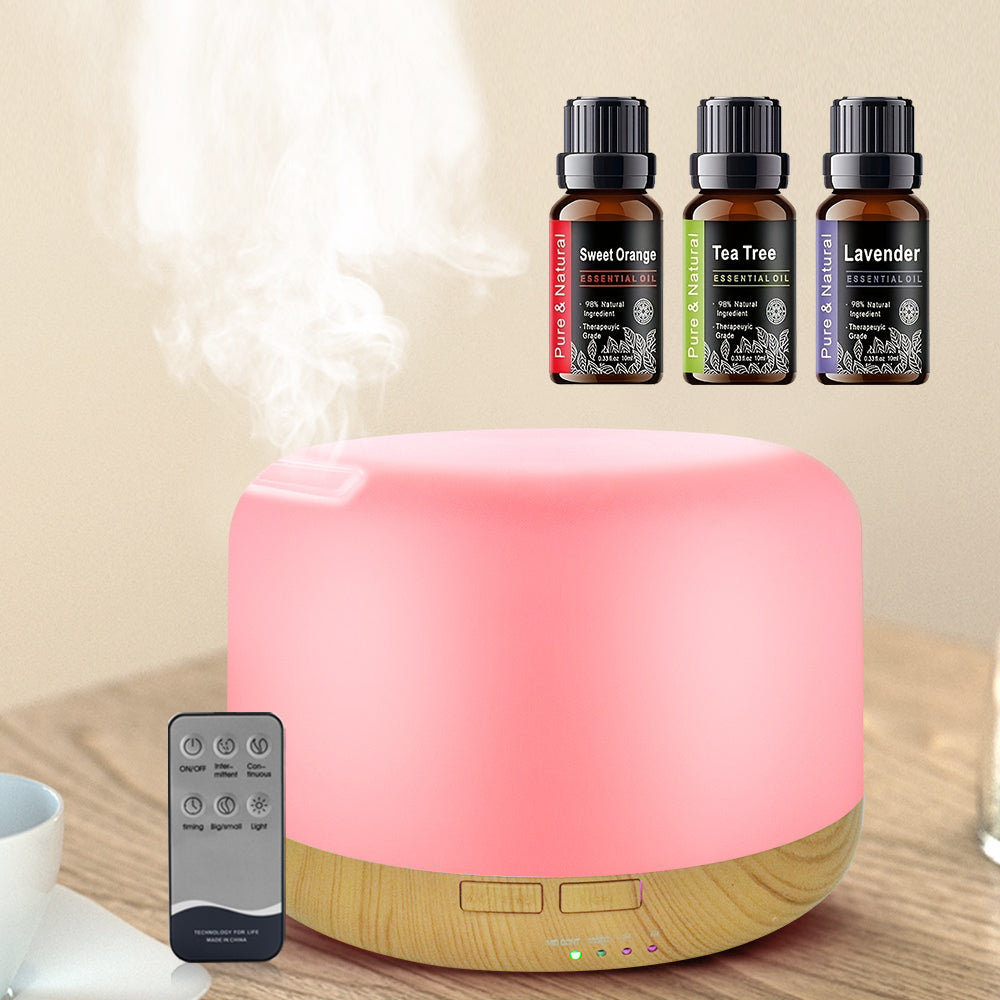 500ml Ultrasonic Essential Oil Diffuser & Humidifier – Remote Control, Auto-Off Timer, 7 Color Night Light | Free US Shipping
