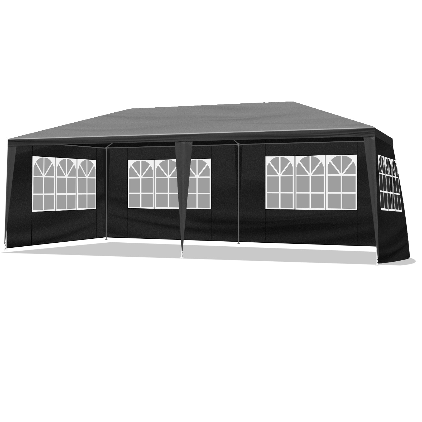 US STOCK FREE SHIPPING Blue& White Strip10'x20' Outdoor Party Tent with 6 Removable Sidewalls, Waterproof Canopy Patio Wedding Gazebo, Black