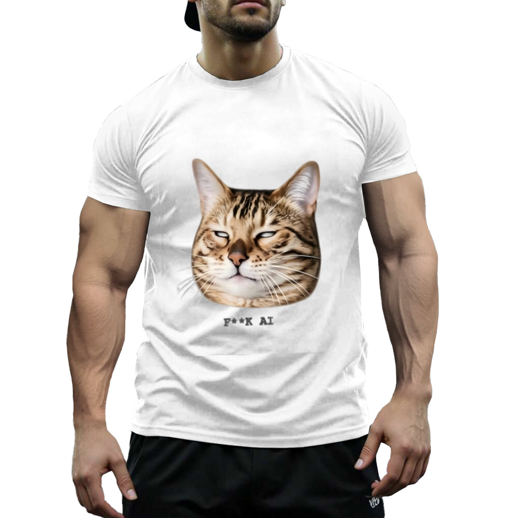 US STOCK FREE SHIPPING 180g Cotton Unhappy Cat F AI Niche Design T-Shirt US 3-5 Days Delivered