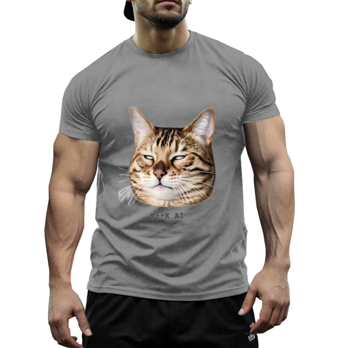 US STOCK FREE SHIPPING 180g Cotton Unhappy Cat F AI Niche Design T-Shirt US 3-5 Days Delivered