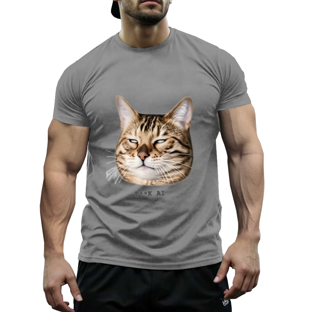 US STOCK FREE SHIPPING 180g Cotton Unhappy Cat F AI Niche Design T-Shirt US 3-5 Days Delivered