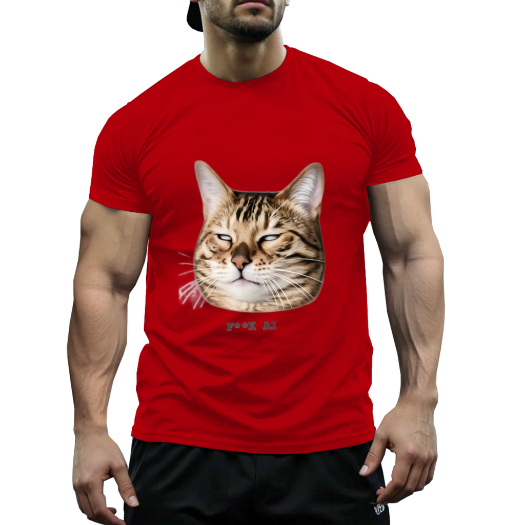 US STOCK FREE SHIPPING 180g Cotton Unhappy Cat F AI Niche Design T-Shirt US 3-5 Days Delivered