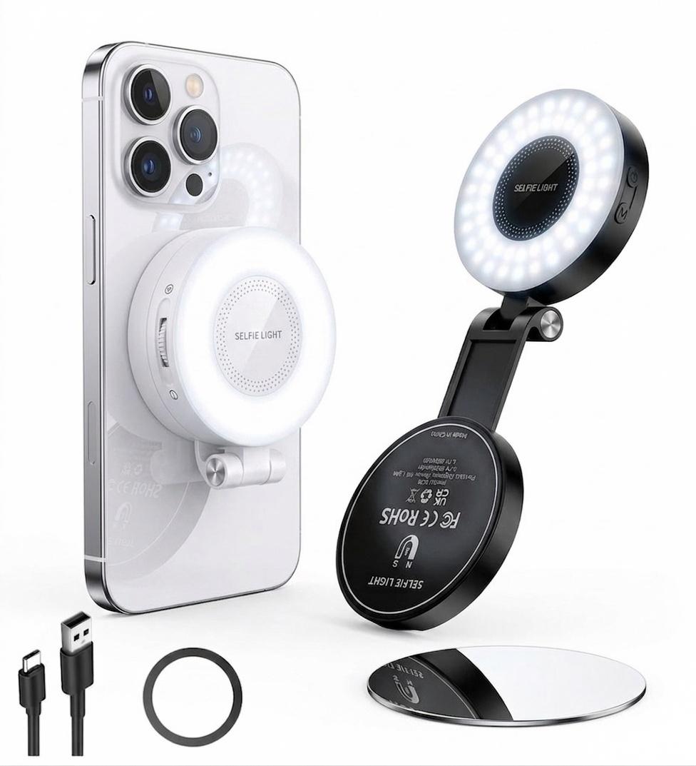 Magnetic Selfie Fill Light for Phone | Portable LED Ring Light | Dual Color Temperature | USB-C Rechargeable