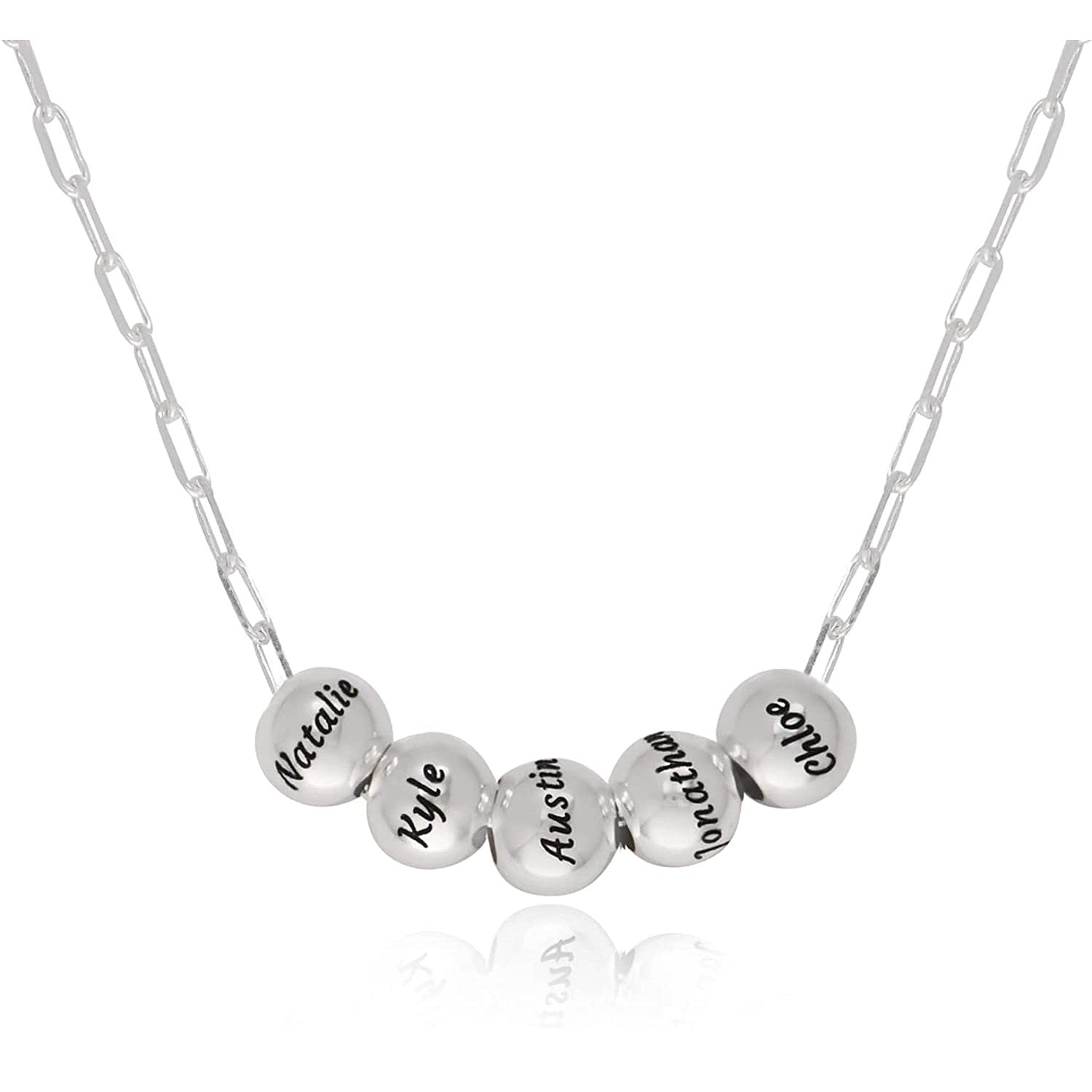 Custom Engraved Lucky Bead Necklace | Personalized Titanium Steel Charm | 17.7" Chain