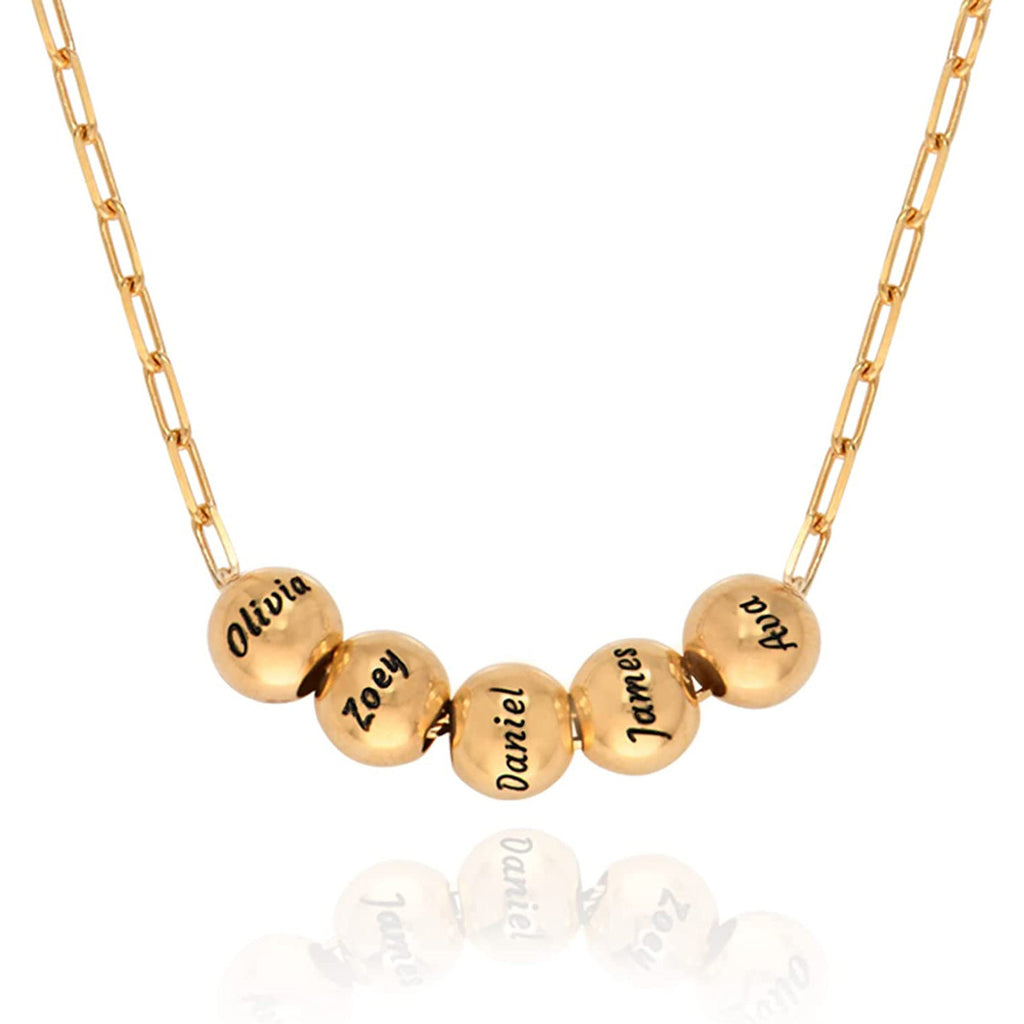 Custom Engraved Lucky Bead Necklace | Personalized Titanium Steel Charm | 17.7" Chain