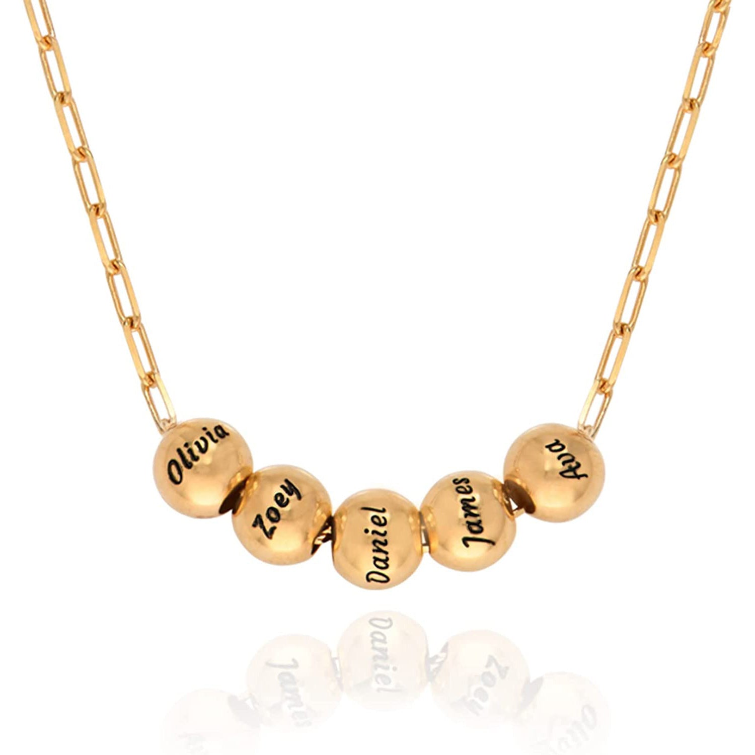 Custom Engraved Lucky Bead Necklace | Personalized Titanium Steel Charm | 17.7" Chain