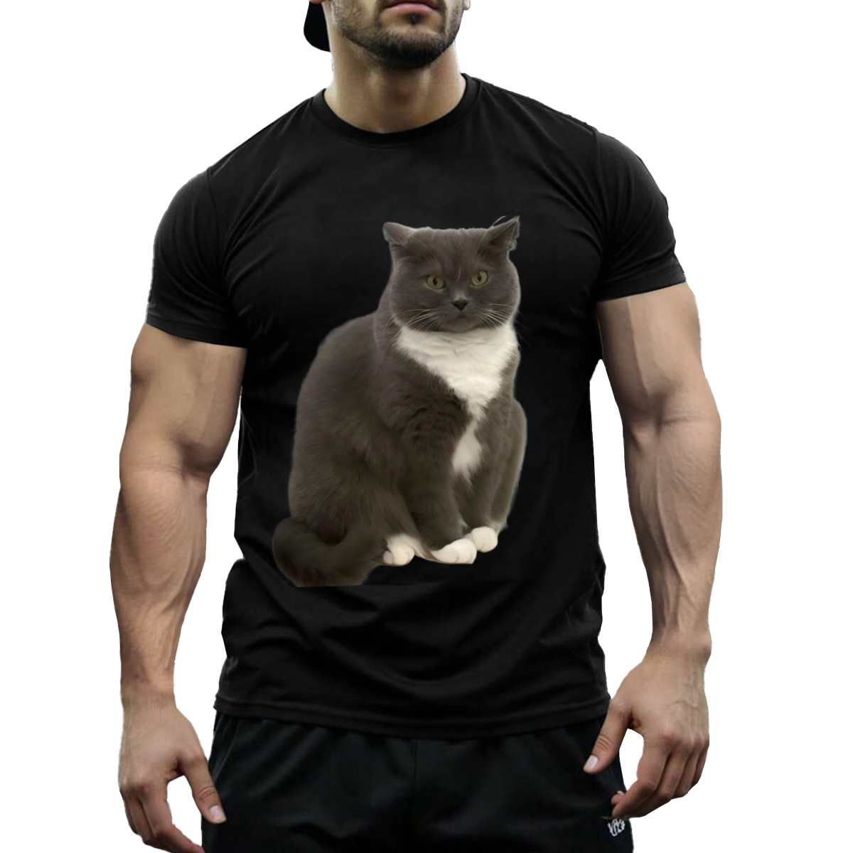 US STOCK FREE SHIPPING 180g Cotton My Cute Blue Cat Niche Design T-Shirt US 3-5 Days Delivered