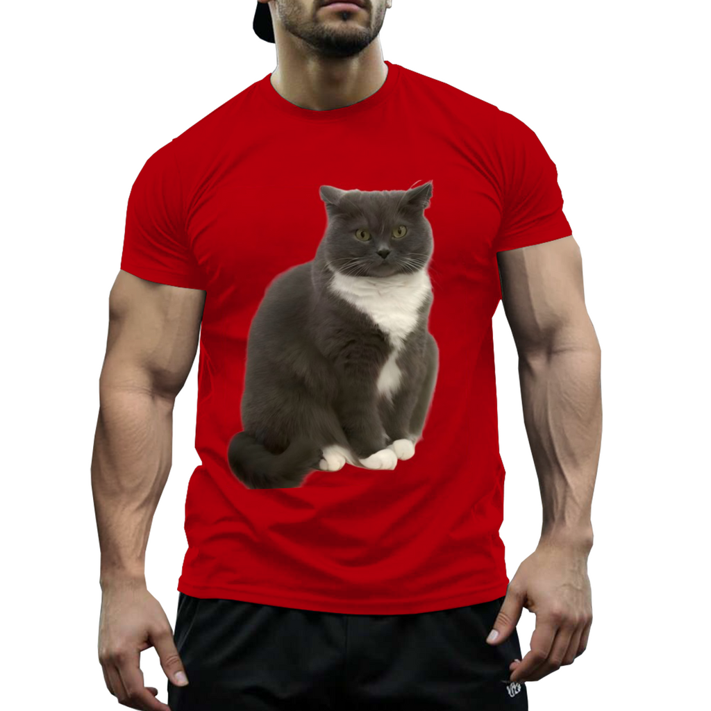 US STOCK FREE SHIPPING 180g Cotton My Cute Blue Cat Niche Design T-Shirt US 3-5 Days Delivered
