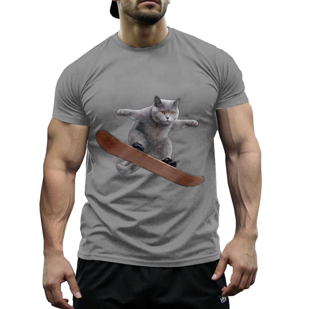 US STOCK FREE SHIPPING 180g Cotton Cute Blue Cat Niche Design T-Shirt US 3-5 Days Delivered
