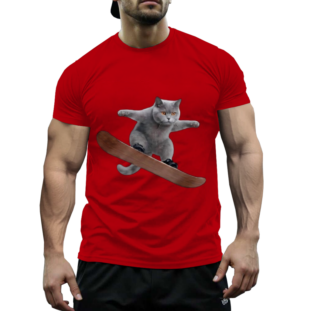 US STOCK FREE SHIPPING 180g Cotton Cute Blue Cat Niche Design T-Shirt US 3-5 Days Delivered