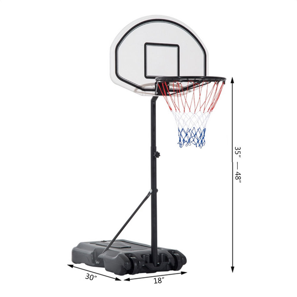 28" x 19" Backboard Adjustable Pool Basketball Hoop System Stand Kid Poolside Swimming Water Maxium Applicable Ball Model 7# White & Black