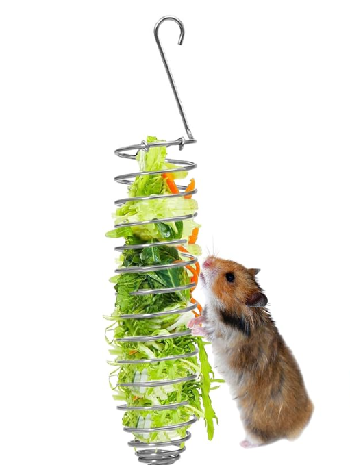 Stainless Steel Bird & Hamster Feeder – Hanging Fruit Basket (2-Pack)