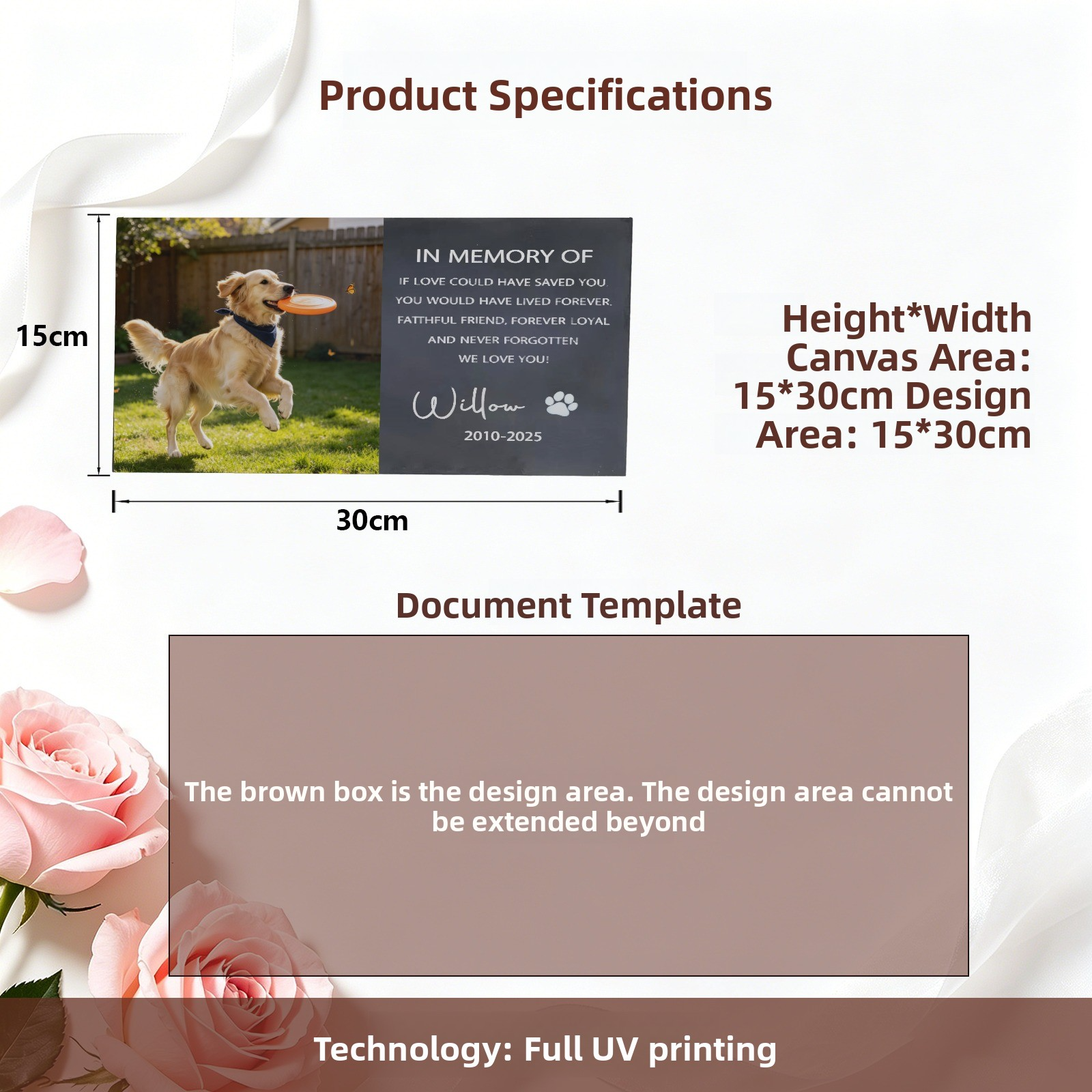 Personalized Stone Pet Memorial Headstone – Custom Name & Epitaph | Free US Shipping