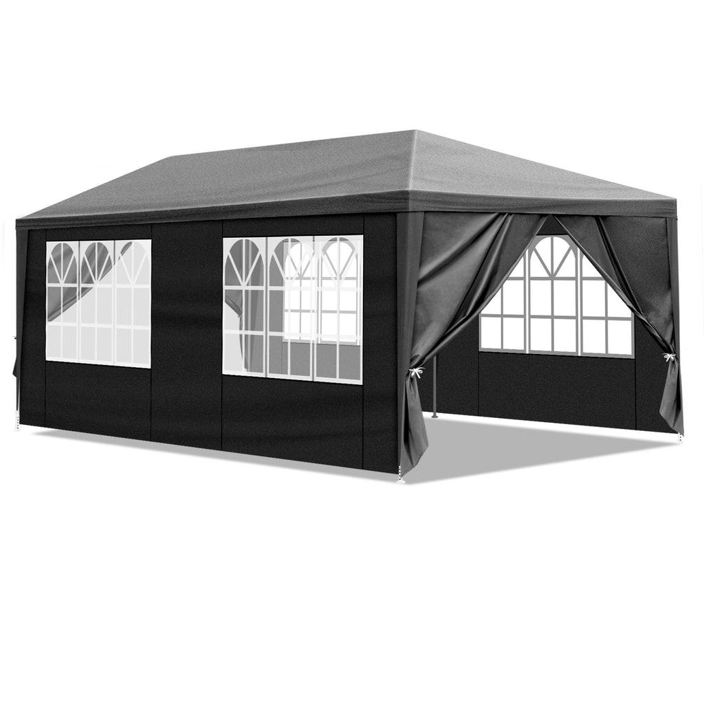 US STOCK FREE SHIPPING Blue& White Strip10'x20' Outdoor Party Tent with 6 Removable Sidewalls, Waterproof Canopy Patio Wedding Gazebo, Black