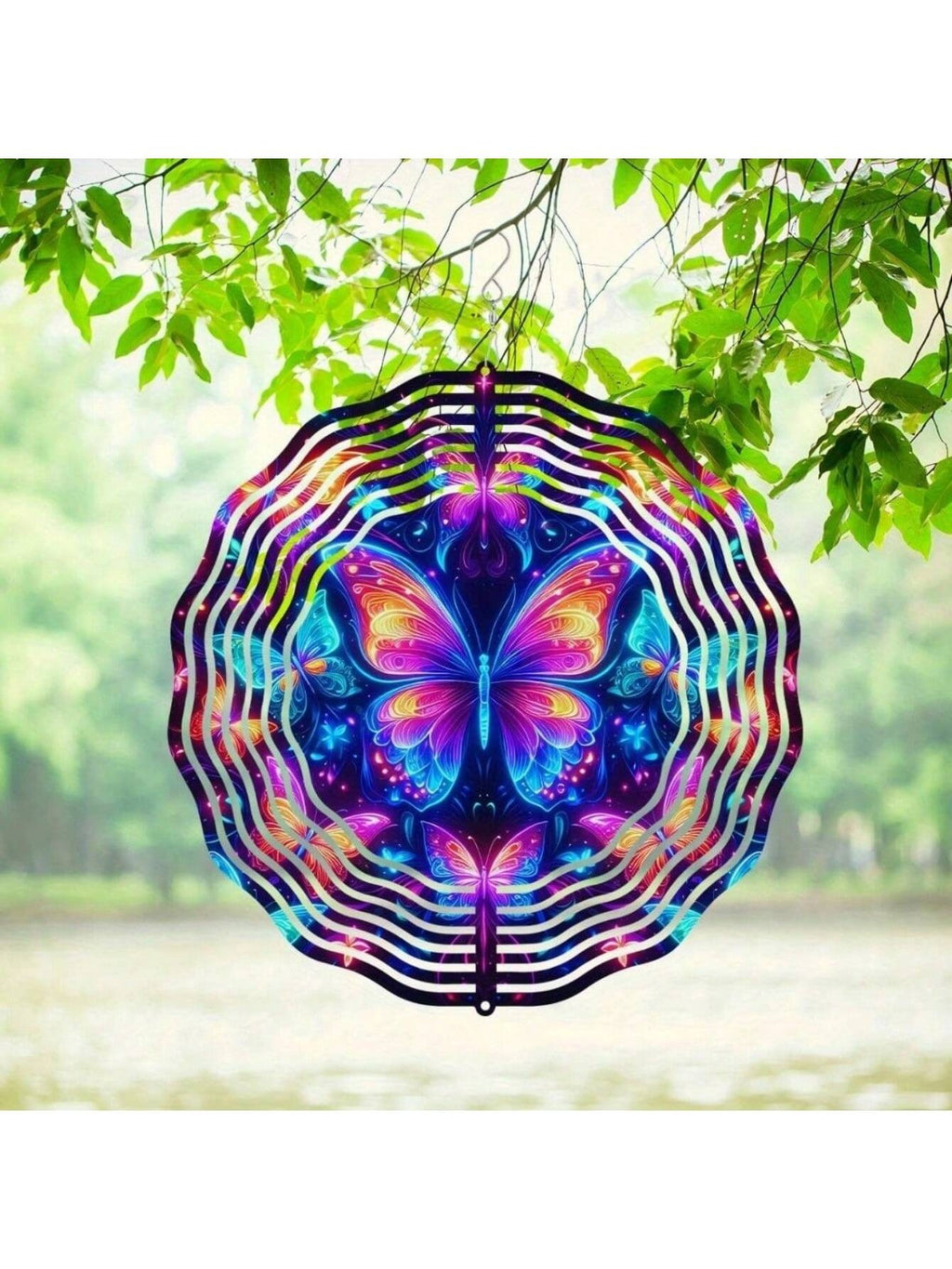 US STOCK FREE SHIPPING 3D Metal Blue Butterfly Wind Spinner: Yard and Garden Decoration, 25.4cm Kinetic Outdoor Spinner, Spinfinity Wind Sculpture, No Feather, Classic Style