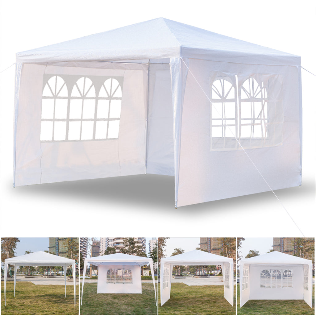 3x3m Three-Sided Waterproof Canopy Tent – Spiral Tube Frame, PE Cloth, White | WildRush