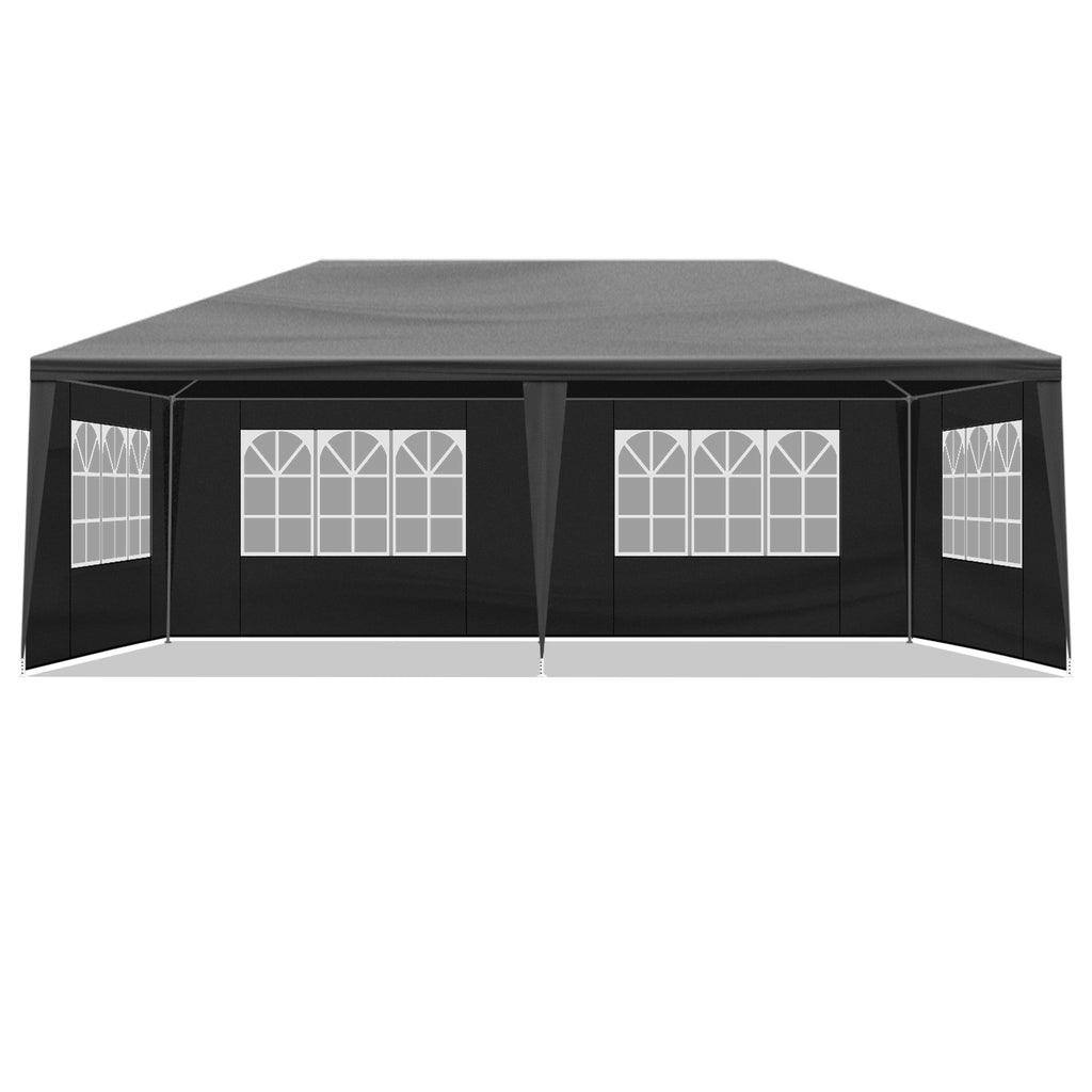 US STOCK FREE SHIPPING Blue& White Strip10'x20' Outdoor Party Tent with 6 Removable Sidewalls, Waterproof Canopy Patio Wedding Gazebo, Black