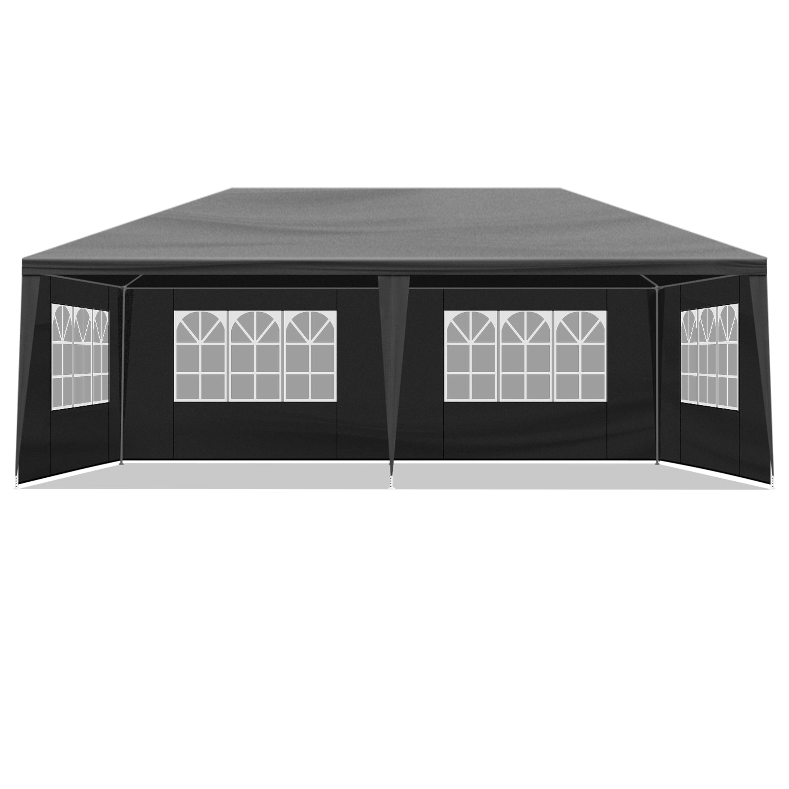 US STOCK FREE SHIPPING Blue& White Strip10'x20' Outdoor Party Tent with 6 Removable Sidewalls, Waterproof Canopy Patio Wedding Gazebo, Black