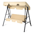 Outdoor Patio Swing Set with Cushion & Canopy – 68" Khaki Iron Frame, 550 lb Capacity | Free US Shipping
