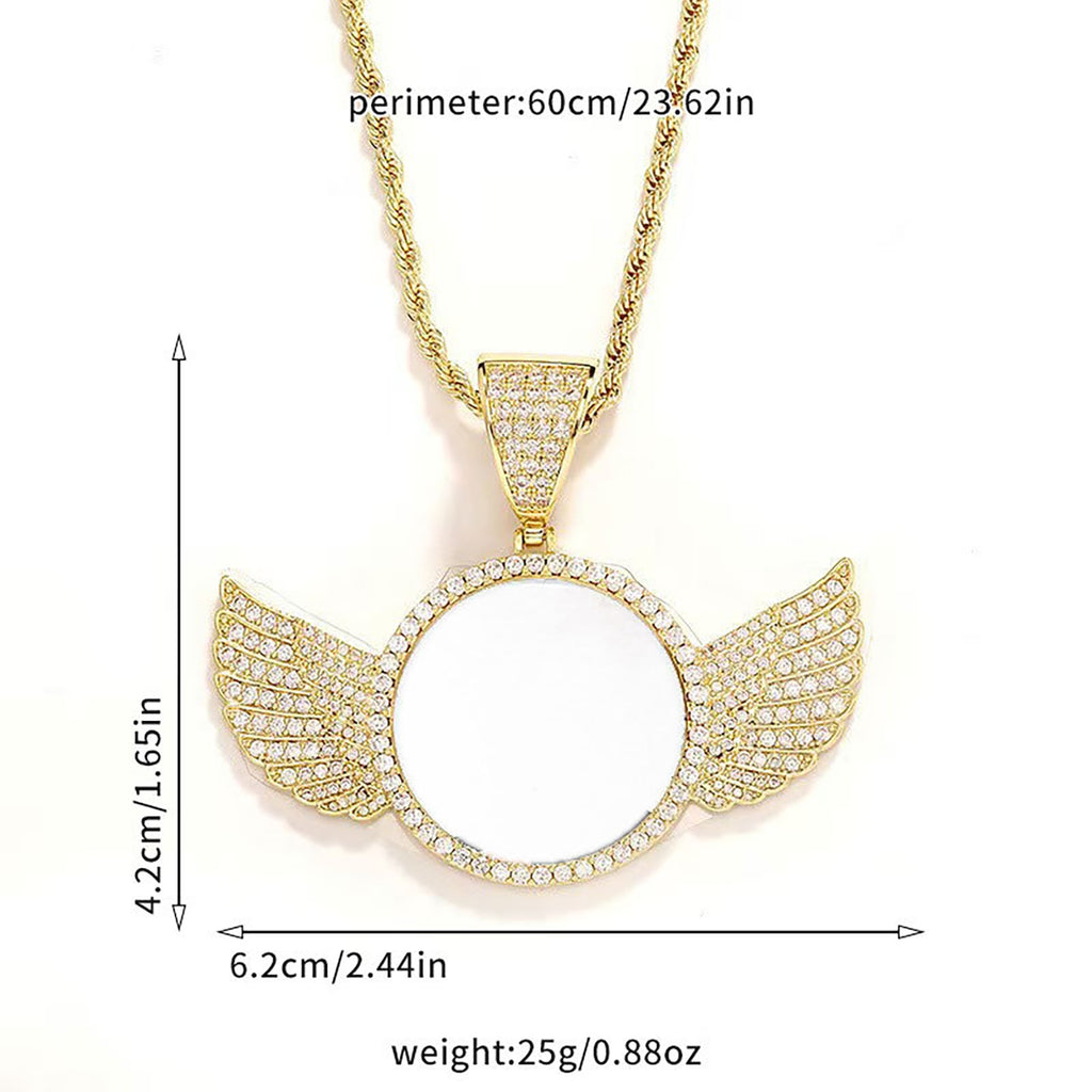 Custom Photo Angel Wings Necklace – Personalized Picture Pendant, Gold & Silver | Free US Shipping