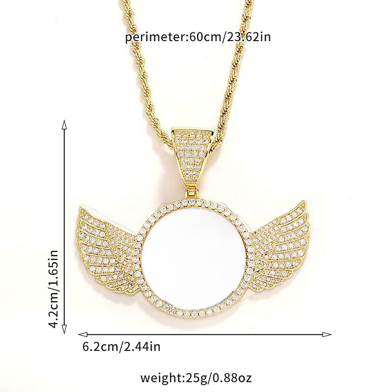 Custom Photo Angel Wings Necklace – Personalized Picture Pendant, Gold & Silver | Free US Shipping