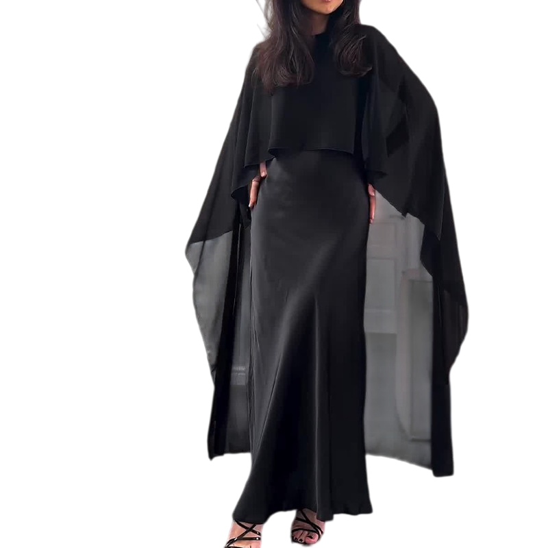Sleeveless Maxi Dress with Matching Shawl - Two-Piece Women's Dress Set