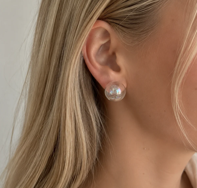 Colorful Bubble Crystal Earrings | Dazzling Glass Round Stud Earrings in 4 Sizes