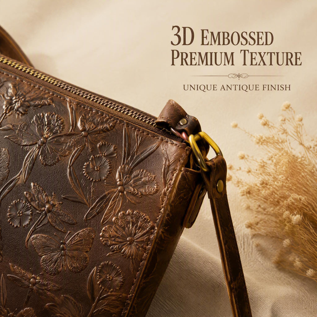 Premium Cowhide Embossed Crossbody Bag