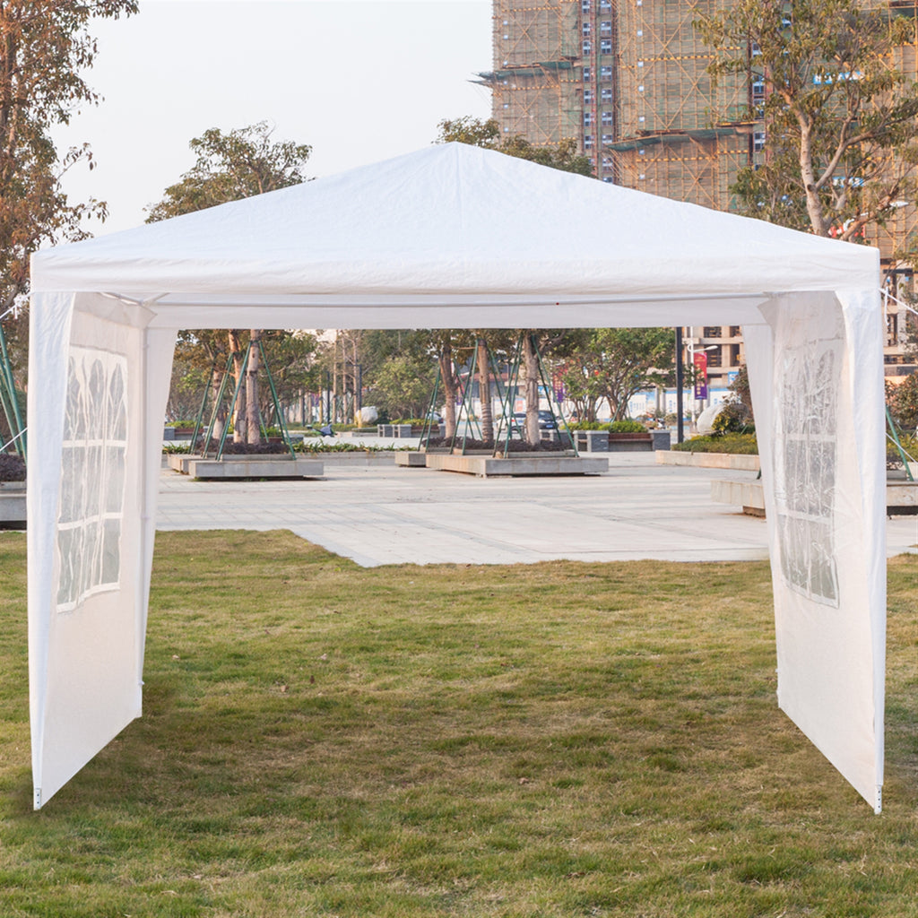 3x3m Three-Sided Waterproof Canopy Tent – Spiral Tube Frame, PE Cloth, White | WildRush