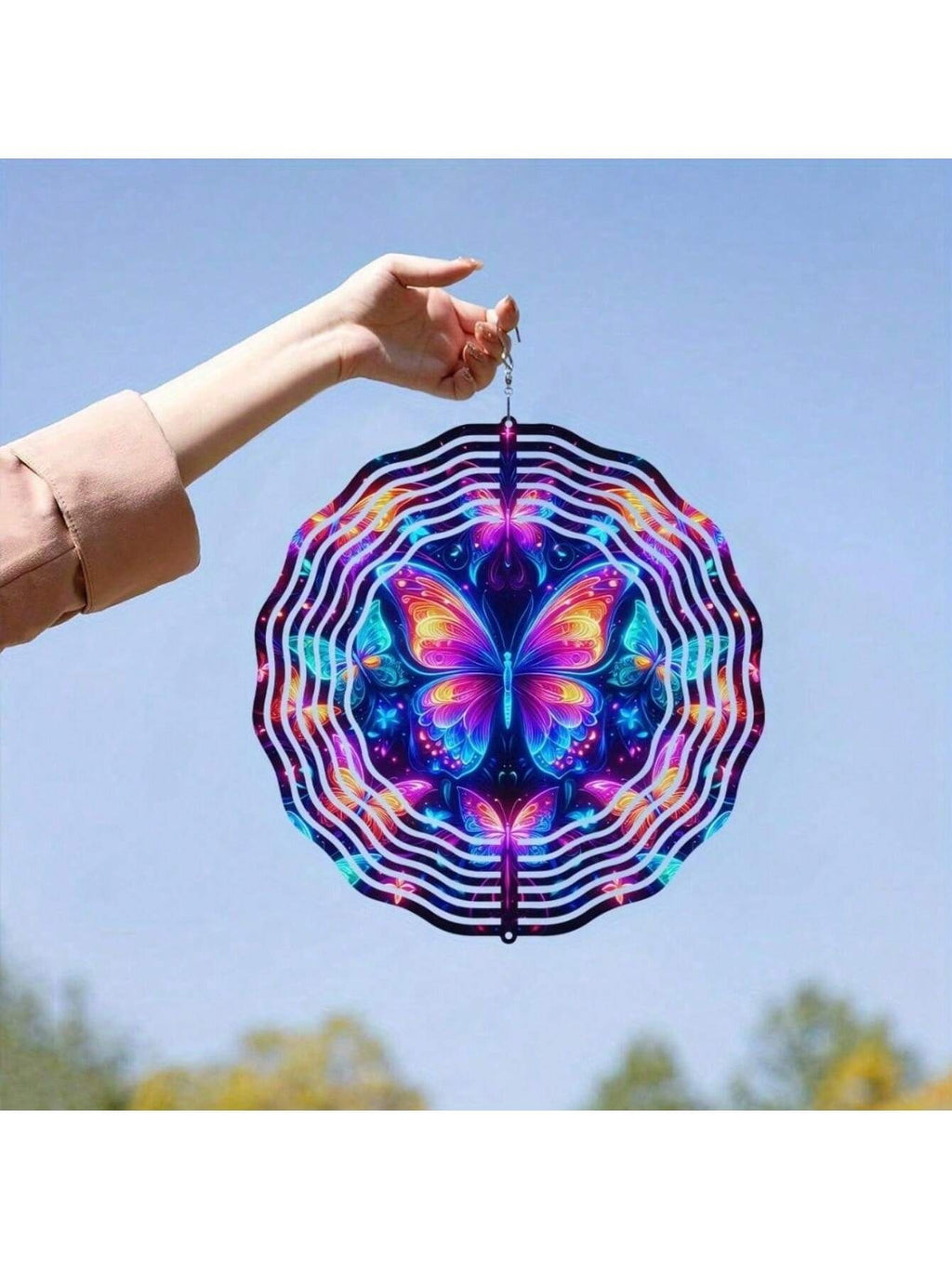 US STOCK FREE SHIPPING 3D Metal Blue Butterfly Wind Spinner: Yard and Garden Decoration, 25.4cm Kinetic Outdoor Spinner, Spinfinity Wind Sculpture, No Feather, Classic Style