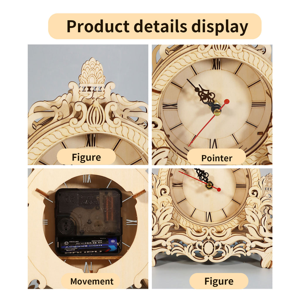 3D Wooden Puzzle Clock Model Kits Building Kits Desktop Clock DIY Architectural Building Blocks Creative Gift Home Decor for Family