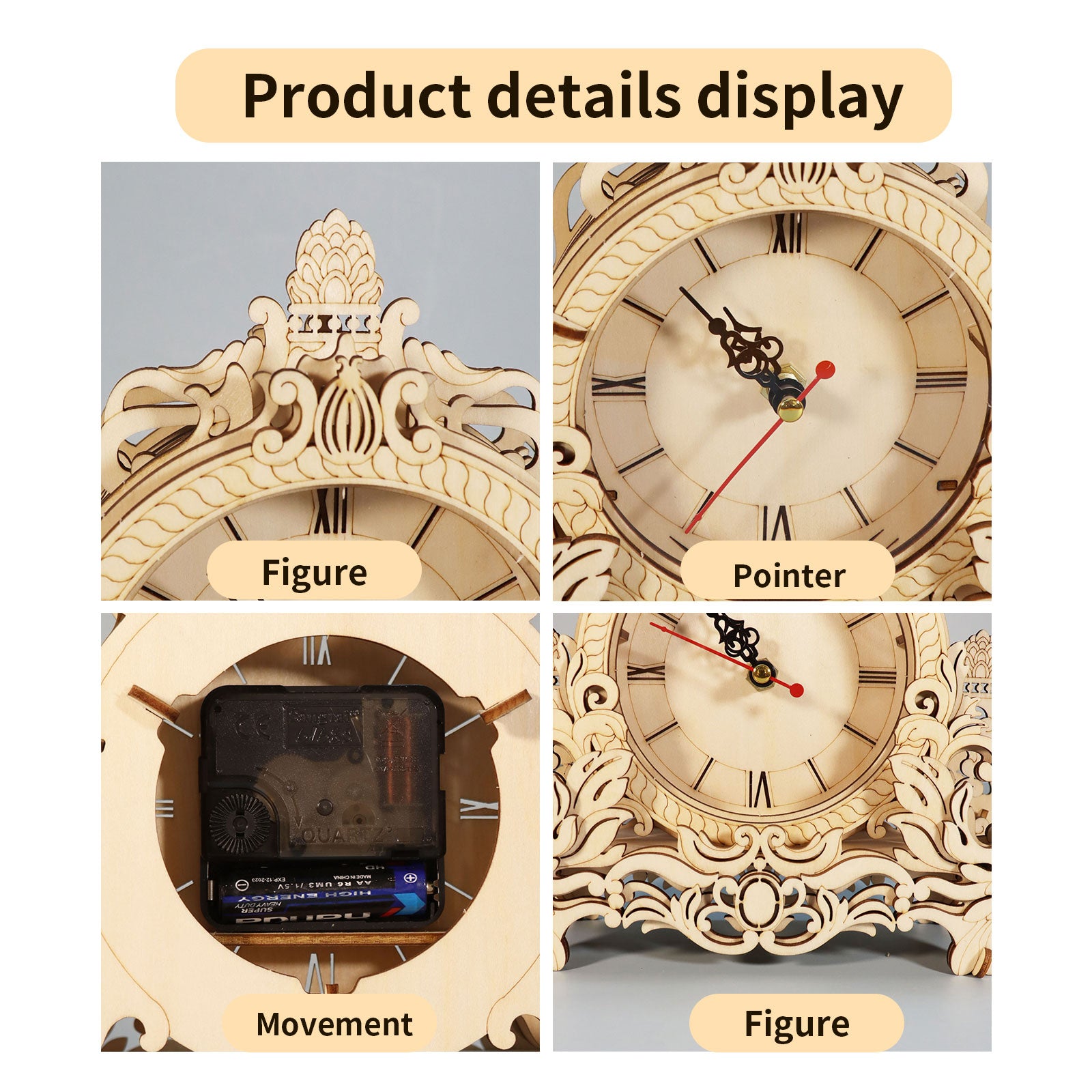 3D Wooden Puzzle Clock Model Kits Building Kits Desktop Clock DIY Architectural Building Blocks Creative Gift Home Decor for Family