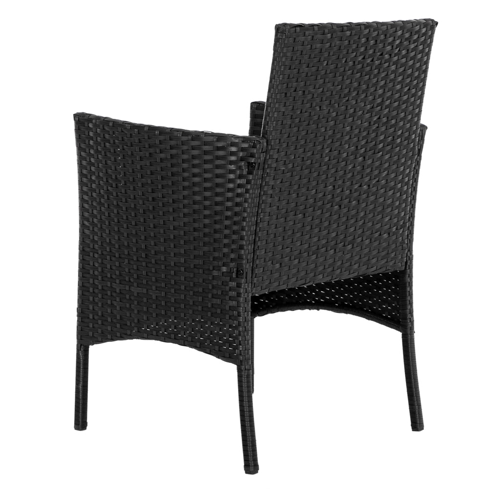 4-Piece Rattan Sofa Set – 2 Arm Chairs, Loveseat & Tempered Glass Coffee Table | Black PE Wicker | Free US Shipping