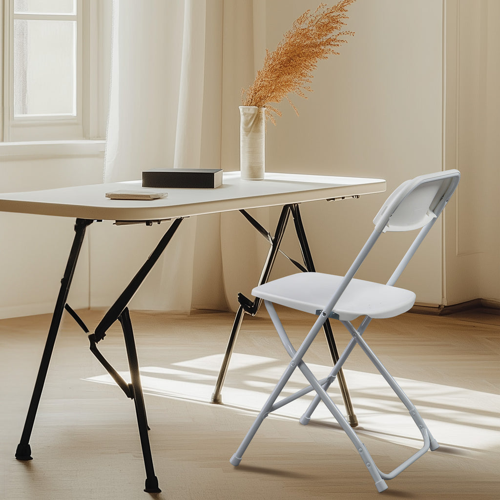 6pcs Injection Molding Classic Garden Plastic Folding Chair White