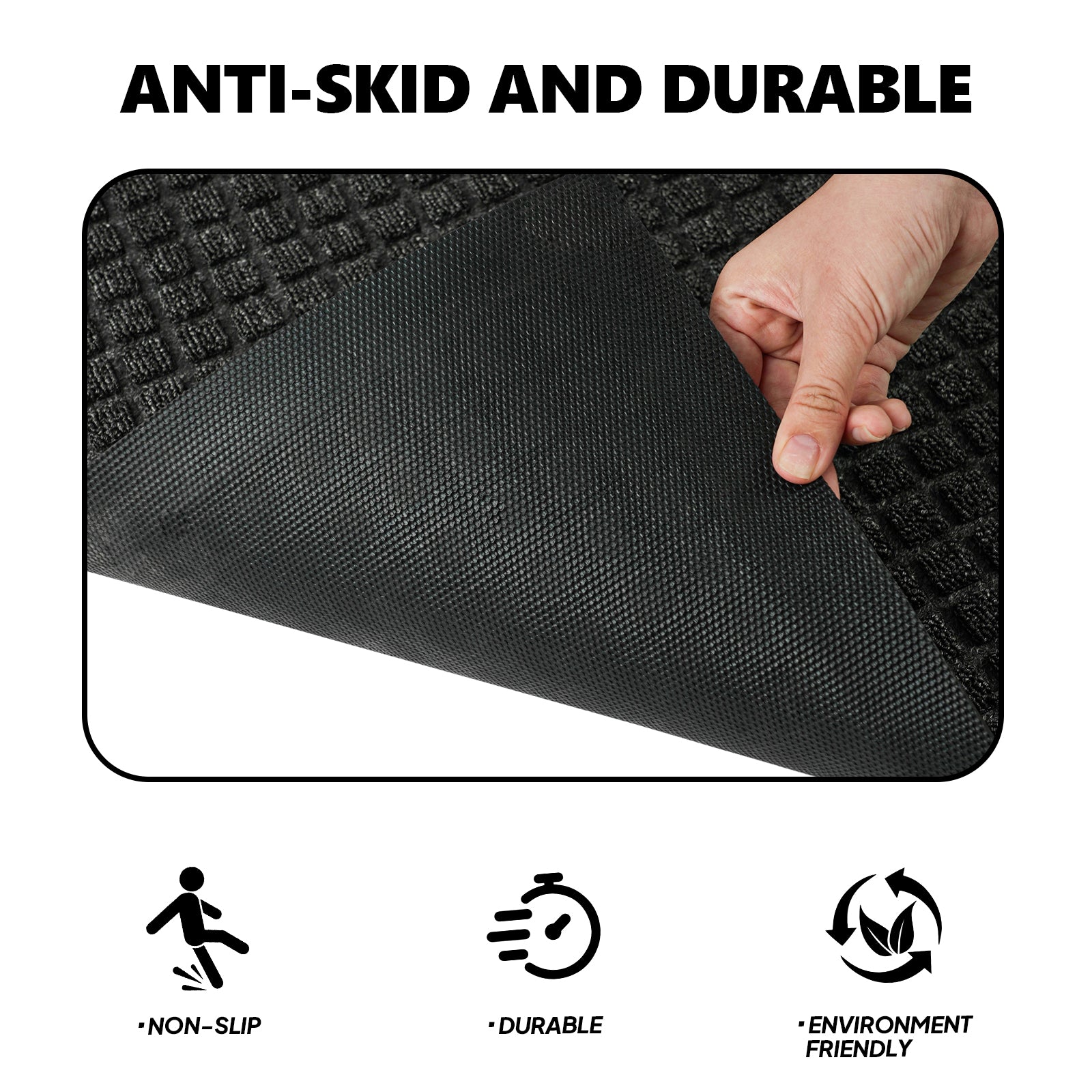 1PC Polypropylene Small Grid Composite Rubber Mat, Gray, 45x75x0.7cm, Kitchen & Home Floor Mat