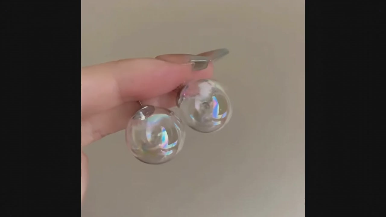 Colorful Bubble Crystal Earrings | Dazzling Glass Round Stud Earrings in 4 Sizes