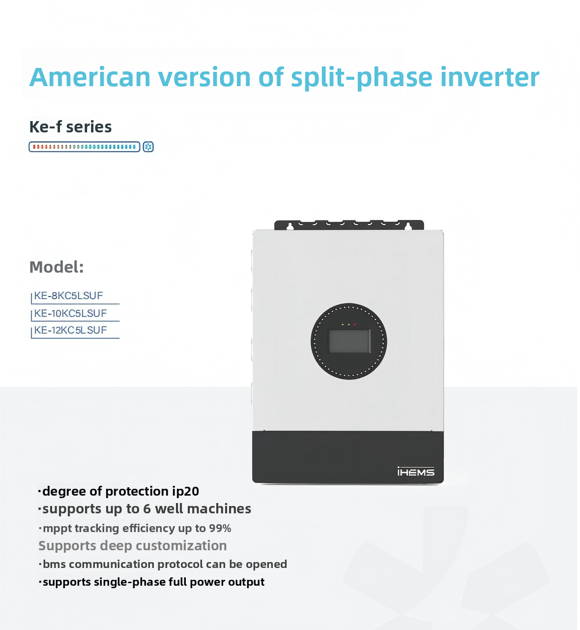 US Version UL Certification KE-F Series 10kW/12kW Hybrid Solar Inverter – Off-Grid & Backup Power