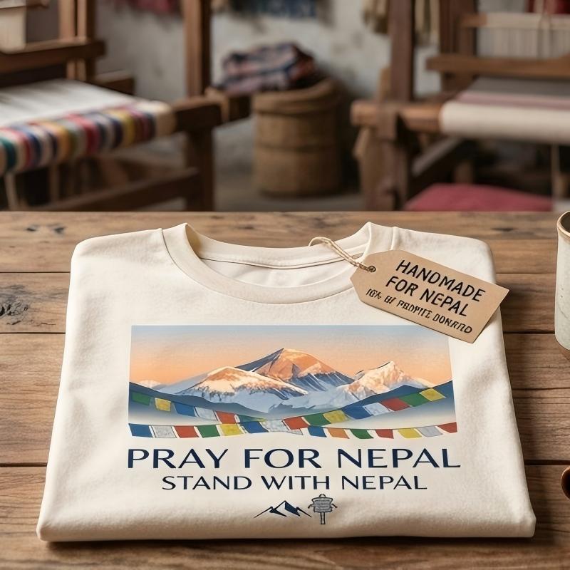 Pray For Nepal 100% Cotton Graphic T-Shirt - US Free Shipping